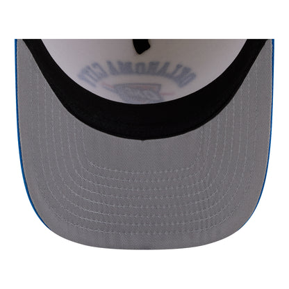 OKC Thunder New Era 9Fifty A-Frame Arched Snap Hat in White - Underbrim View