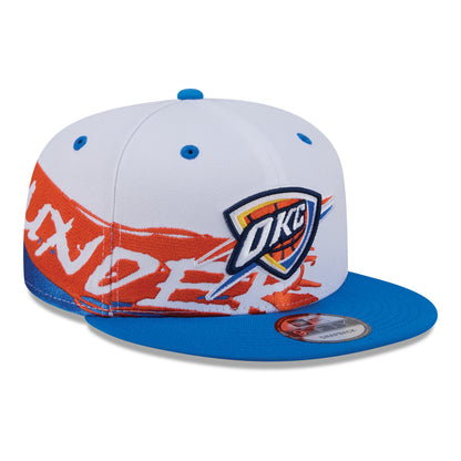 OKC Thunder New Era 9Fifty Swept Snap Hat in White - Front Right View