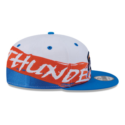 OKC Thunder New Era 9Fifty Swept Snap Hat in White - Right Side View