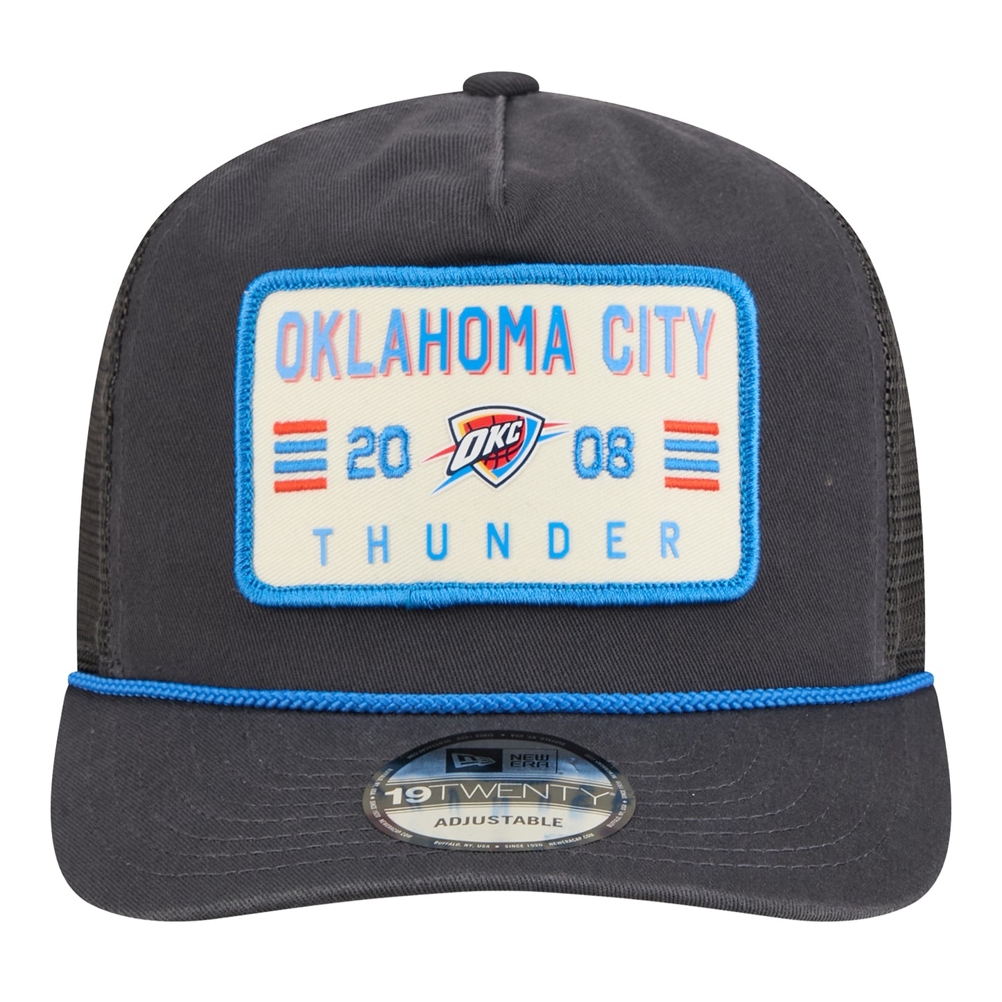 OKC Thunder New Era 19Twenty Washed Rope Snapback Hat in Black - Front View