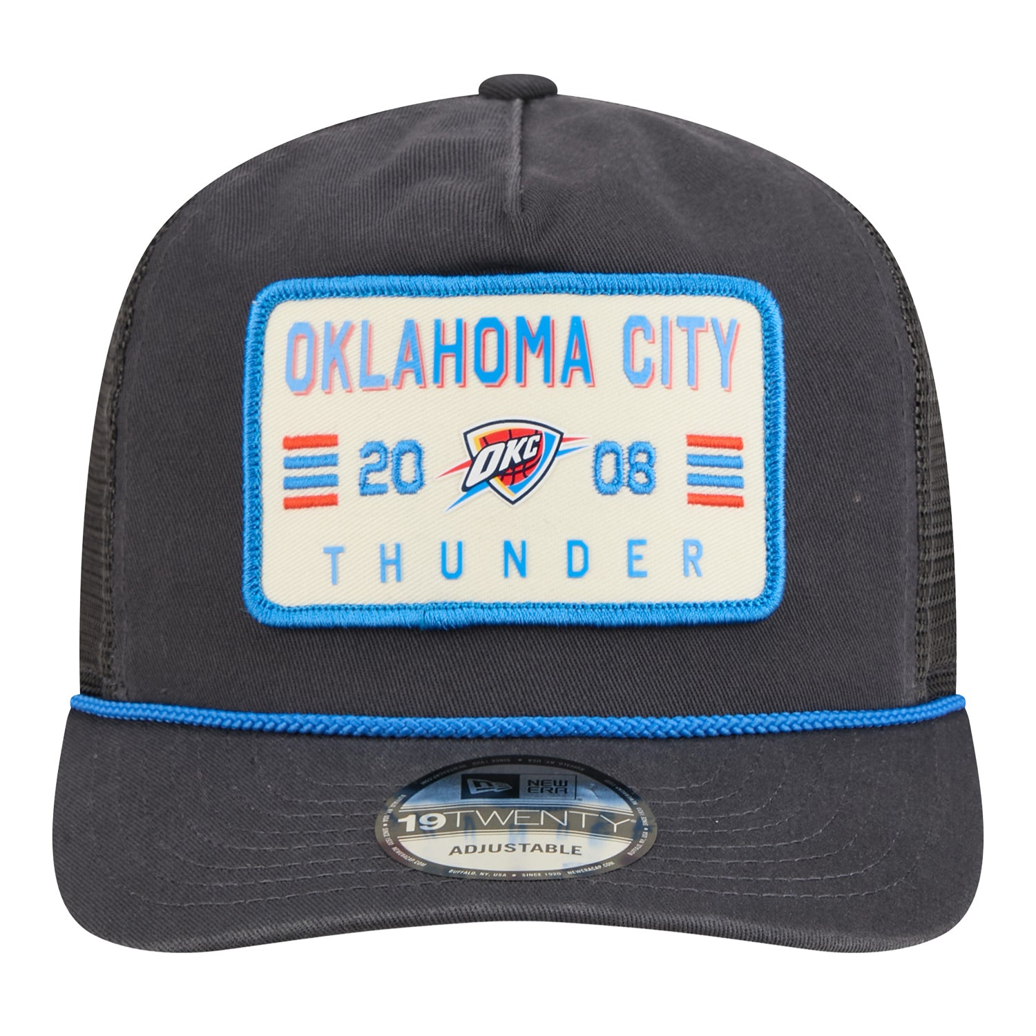 OKC Thunder New Era 19Twenty Washed Rope Snapback Hat in Black - Front View