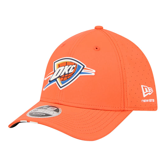 OKC Thunder New Era 39Thirty M-Crown Assist Flex Hat in Orange - Front Left View