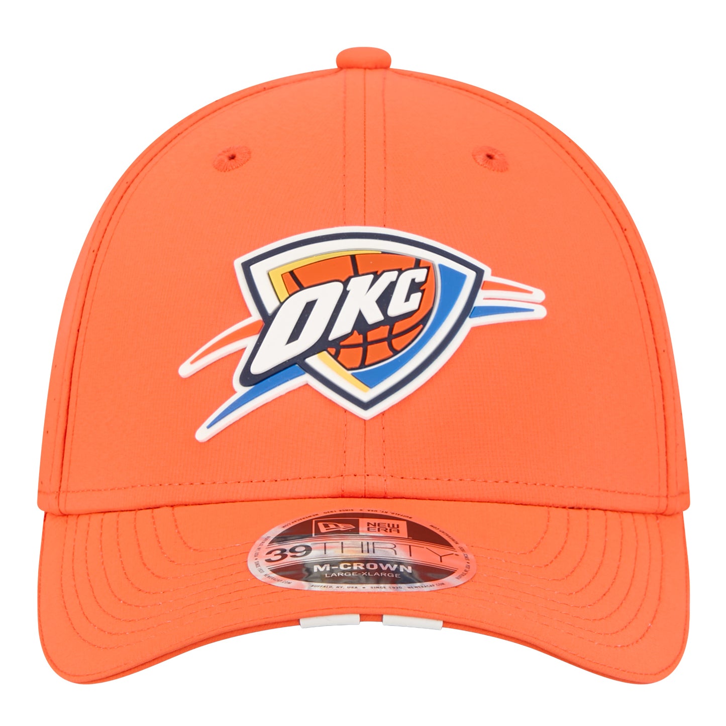 OKC Thunder New Era 39Thirty M-Crown Assist Flex Hat in Orange - Front View