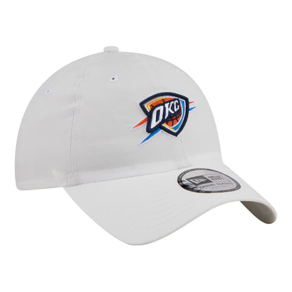 OKC Thunder New Era Casual Classic Ripstop Adjustable Hat in White - Front Right View