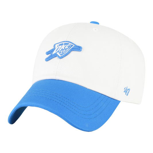 OKC Thunder 47 Brand Micro Two-Tone Clean Up Hat in White - Front Left View