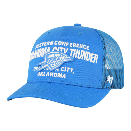 OKC Thunder 47 Brand Contemporary Trucker Hat in Blue - Front Left View