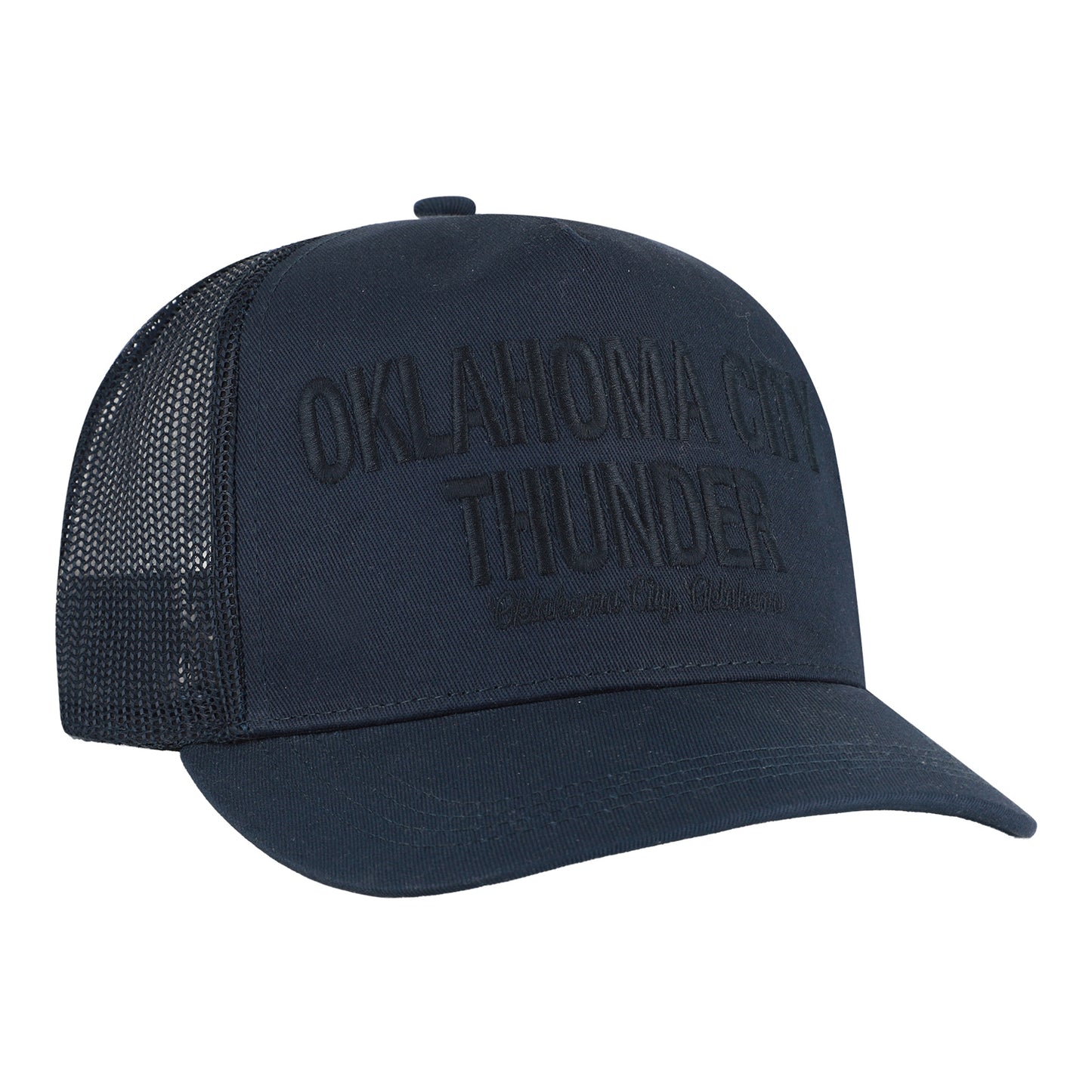 OKC Thunder 47 Brand Contemporary Tonal Trucker Hitch Hat in Navy - Front Right View