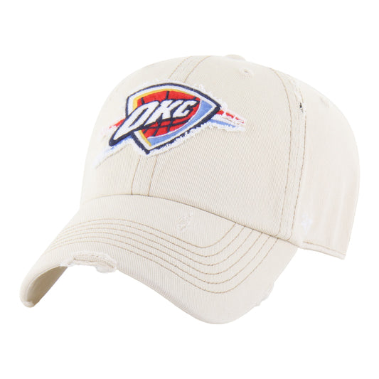 OKC Thunder 47 Brand Weathered Clean Up Hat in White - Front Left View