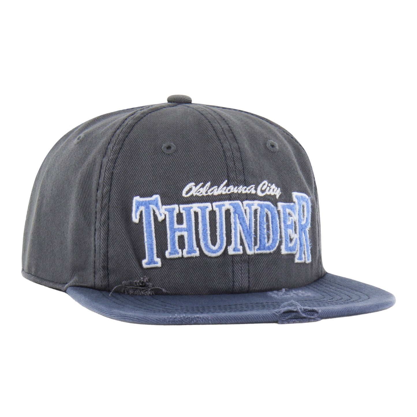 OKC Thunder 47 Brand Cragged Captain Snapback Hat in Black - Front Right View