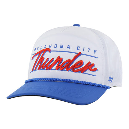 OKC Thunder 47 Brand Condor Script Hitch Hat in White - Front Left View