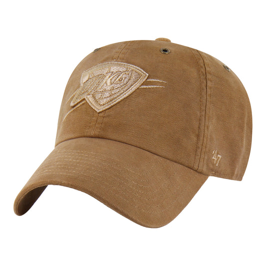 OKC Thunder 47 Brand x Carhartt Washed Clean Up Hat in Brown - Front Left View