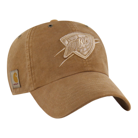 OKC Thunder 47 Brand x Carhartt Washed Clean Up Hat in Brown - Front Right View