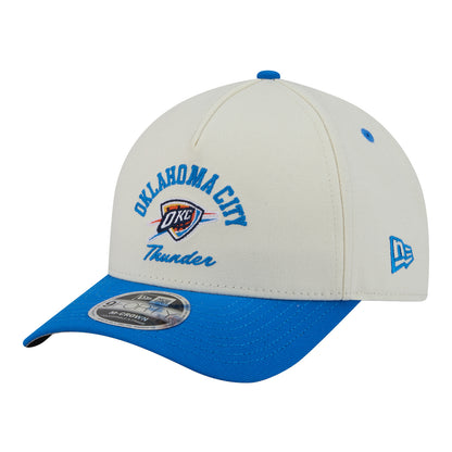 OKC Thunder New Era 9Forty A-Frame Arched Snap Hat in White - Front Left view