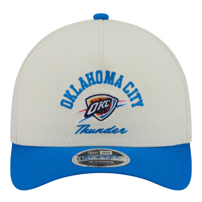 OKC Thunder New Era 9Forty A-Frame Arched Snap Hat in white - Front View