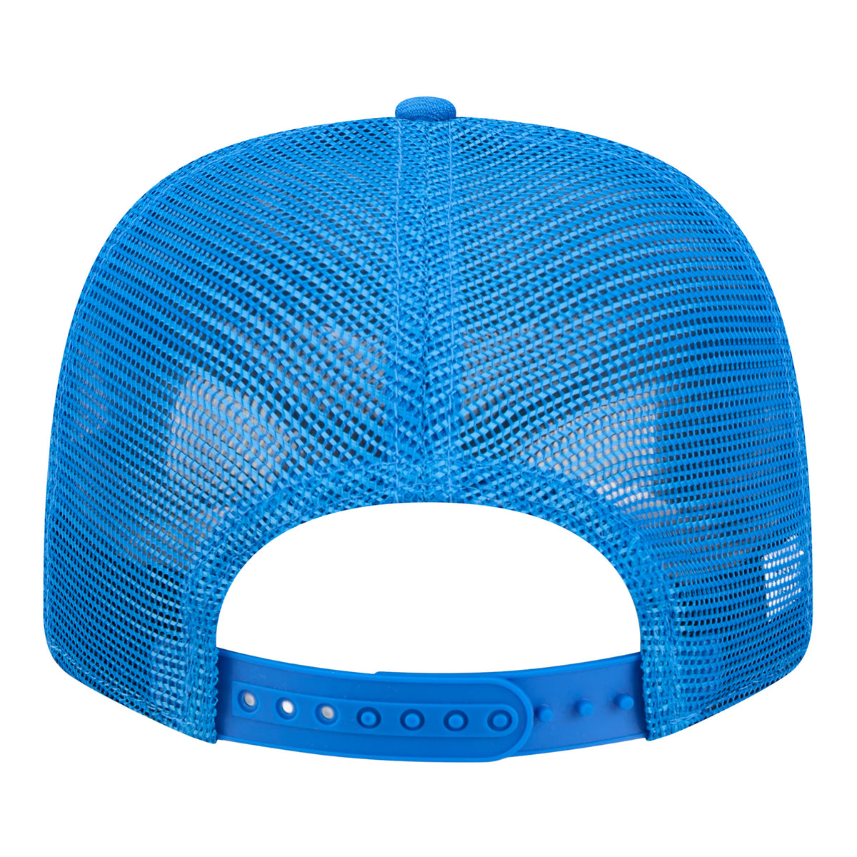 OKC Thunder New Era 9Seventy Stretch Snap Micro Rope Trucker Hat in blue - back view