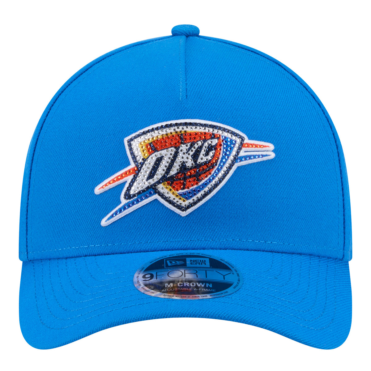 OKC Thunder New Era 9Forty A-Frame Rhinestone Patch Hat in Blue - Front View