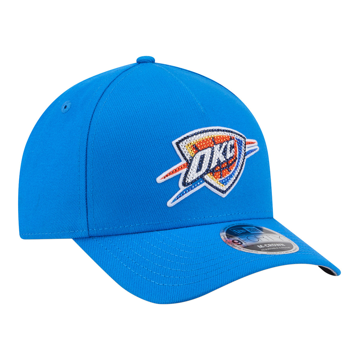 OKC Thunder New Era 9Forty A-Frame Rhinestone Patch Hat in Blue - Front Right View