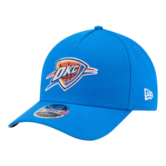 OKC Thunder New Era 9Forty A-Frame Rhinestone Patch Hat in Blue - Front Left View