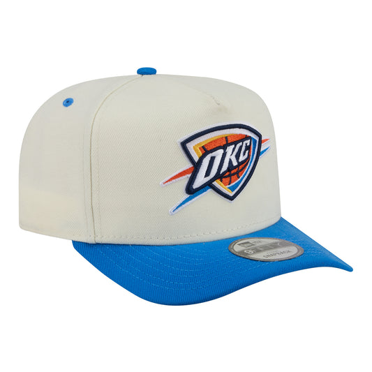 OKC Thunder New Era 9Fifty A-Frame Rear Hit Snap Hat in White - Front Right View