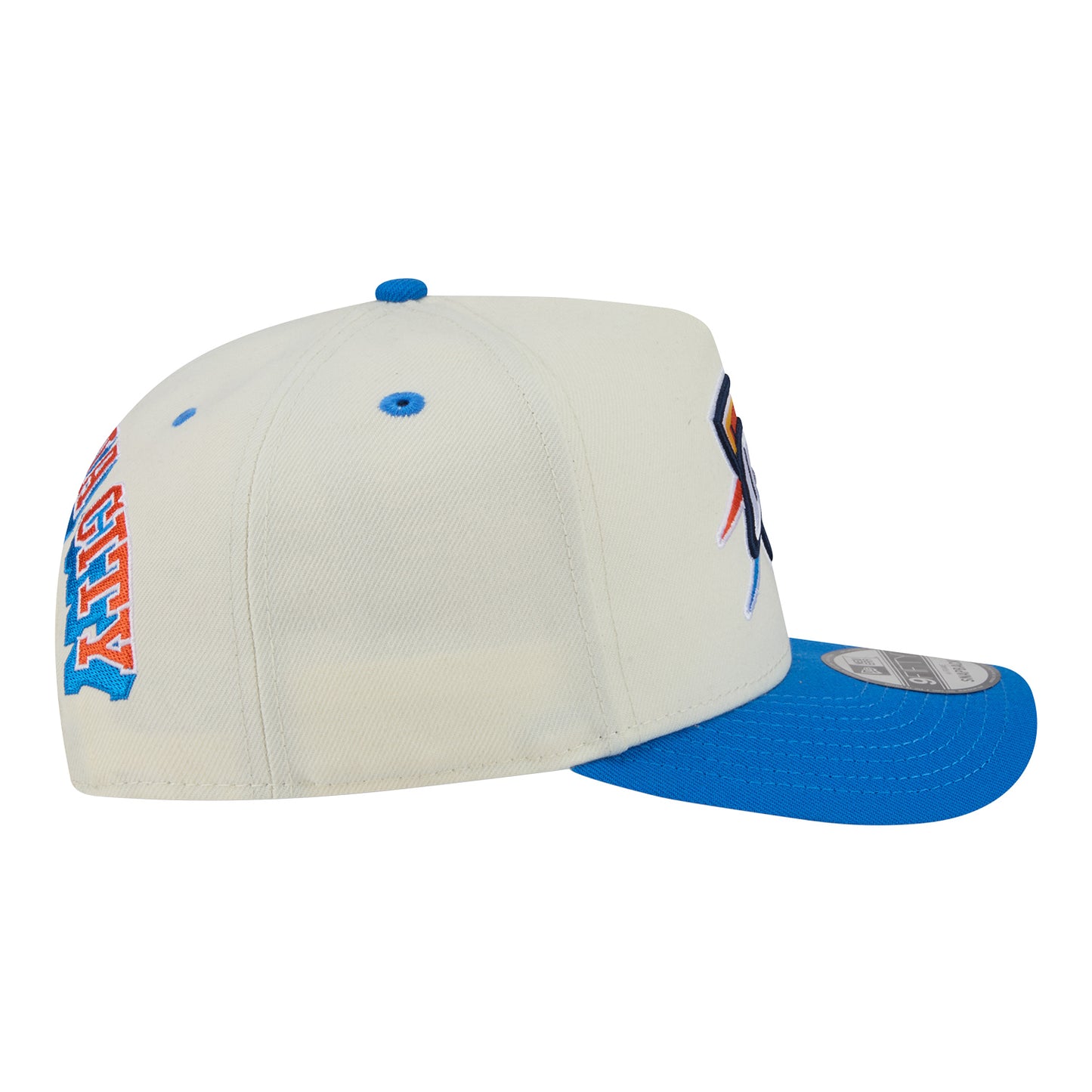 OKC Thunder New Era 9Fifty A-Frame Rear Hit Snap Hat in White - Right side View