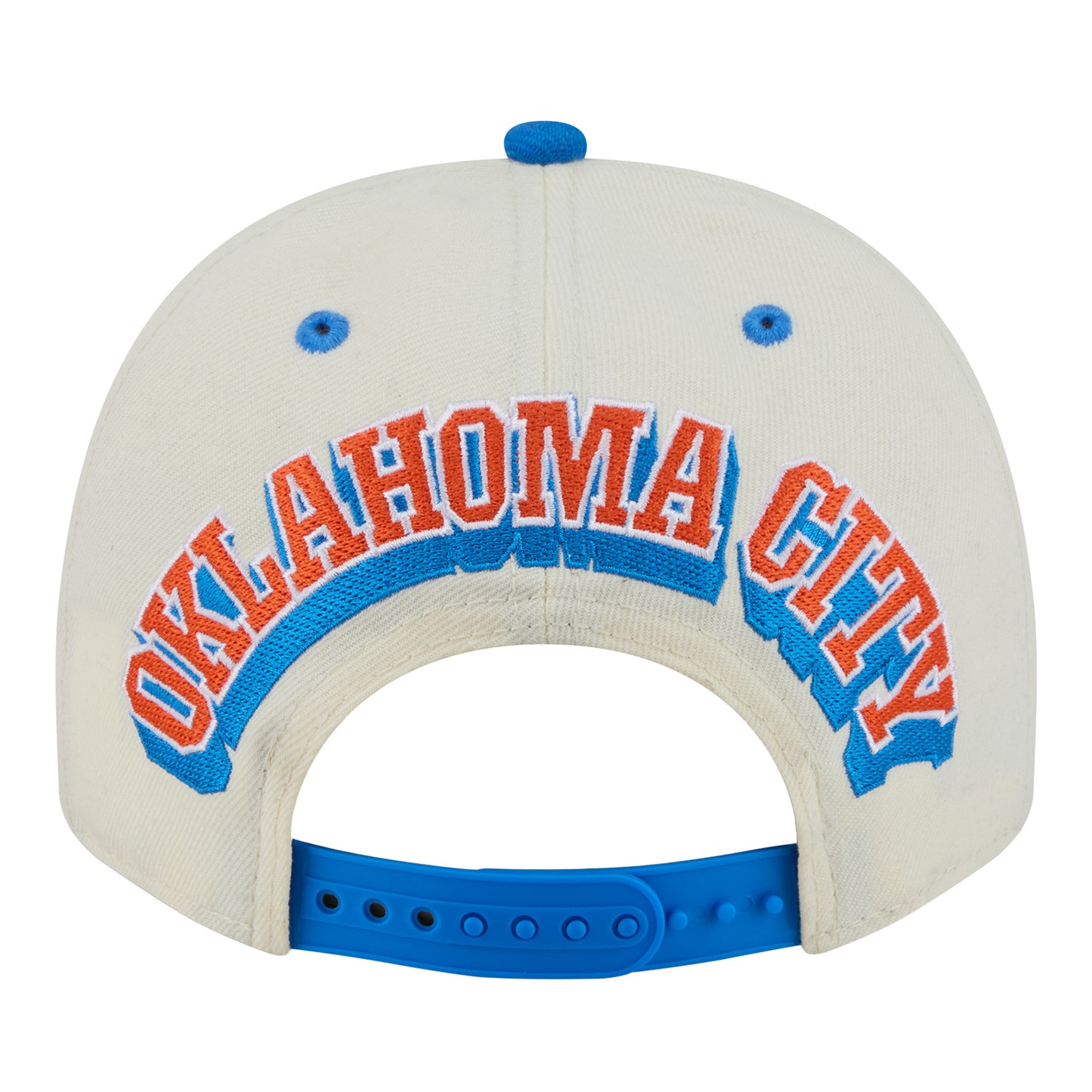 OKC Thunder New Era 9Fifty A-Frame Rear Hit Snap Hat in White - Back View