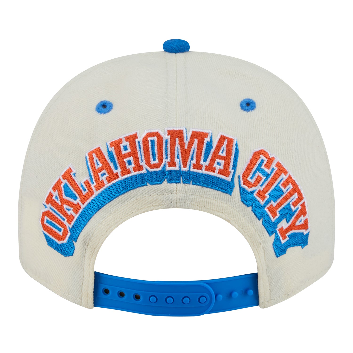 OKC Thunder New Era 9Fifty A-Frame Rear Hit Snap Hat in White - Back View