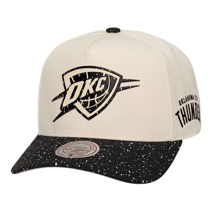 OKC Thunder Mitchell & Ness Cookies and Cream Snapback Hat in White - Front Left View