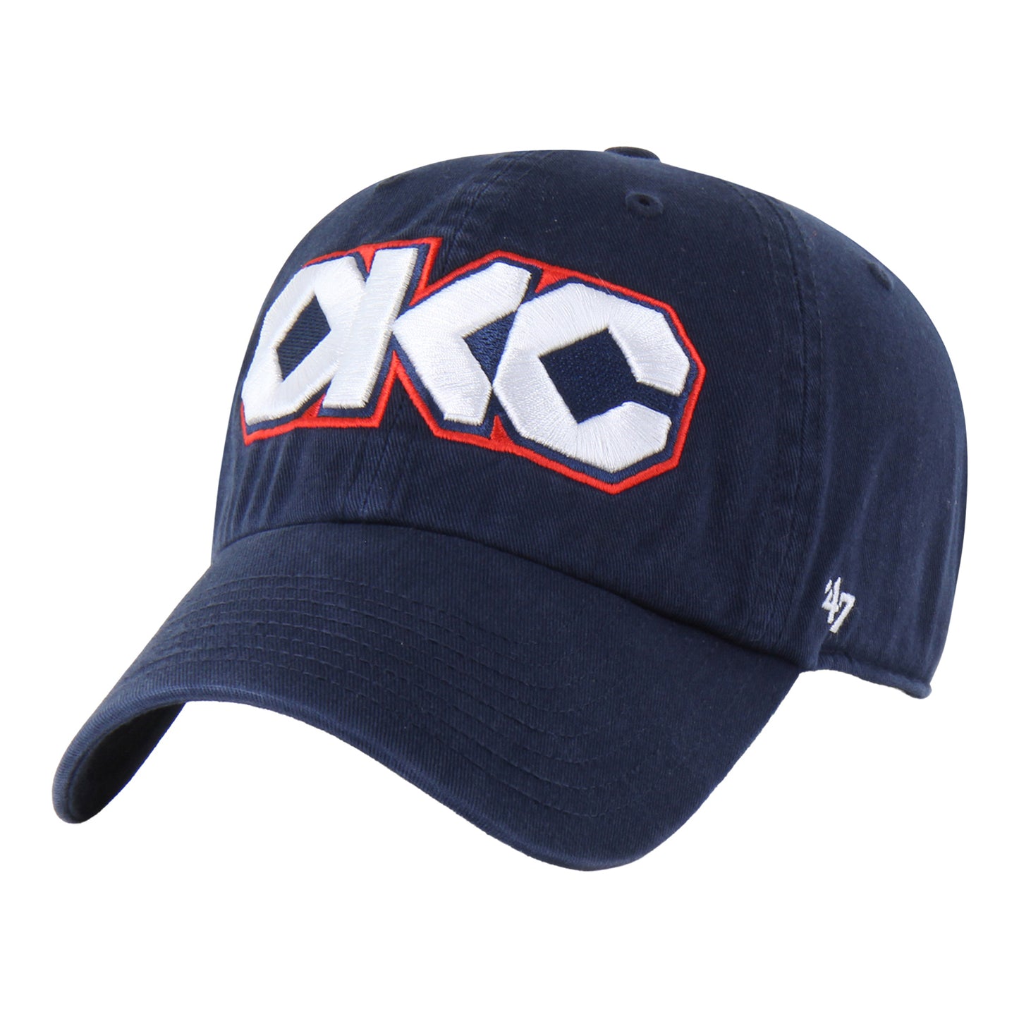2025-26 OKC THUNDER 47 BRAND CITY EDITION CLEAN UP HAT in Navy - Front Left View