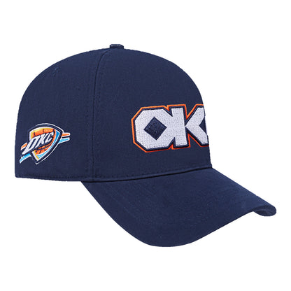 2025-26 CITY EDITION OKC THUNDER PRO STANDARD PRO PINCH SNAPBACK in Blue - Front Right View