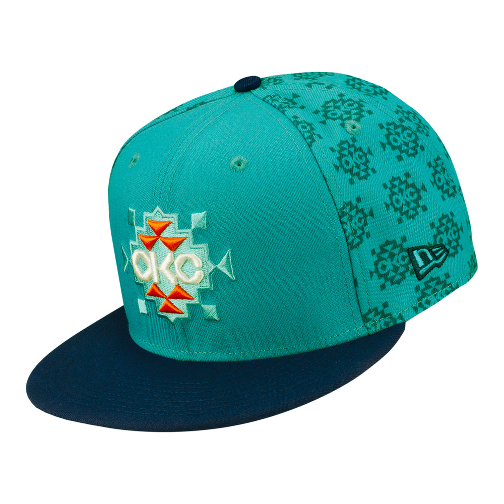 OKC Thunder New Era 9Fifty Native AOP Teal Snapback