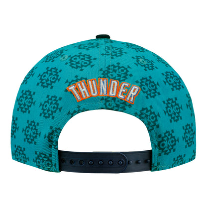 OKC Thunder New Era 9Fifty Native AOP Teal Snapback - Back View