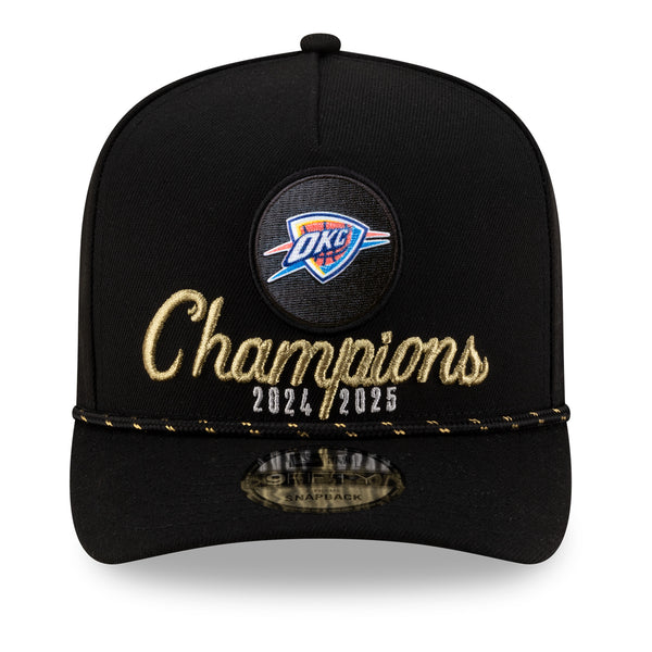 OKC Thunder 2025 NBA Champions Locker Room 950 AF Snapback in Black - Front View