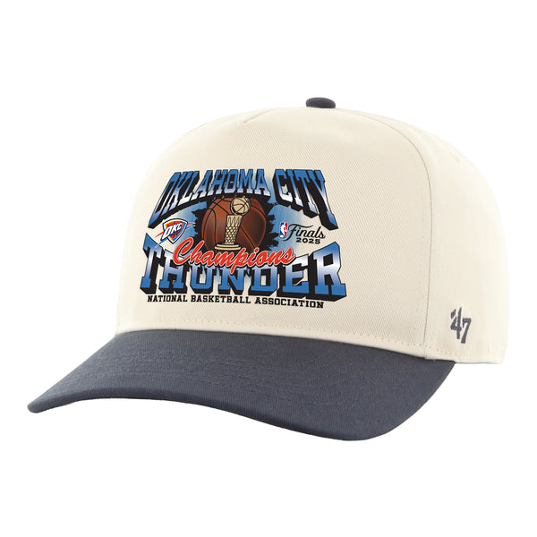 OKC Thunder 2025 NBA Championship  Two-Tone Hitch Snapback in White - Front Left View
