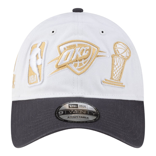 OKC THUNDER NEW ERA RING CEREMONY 920 ADJUSTABLE HAT in White - Front View