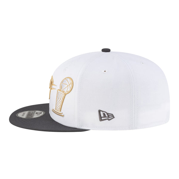 OKC THUNDER NEW ERA RING CEREMONY 950 SNAPBACK HAT in White - Front Left View