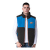 OKC THUNDER GIII REVERSIBLE SHERPA FULL-ZIP VEST ON MODEL - FRONT VIEW