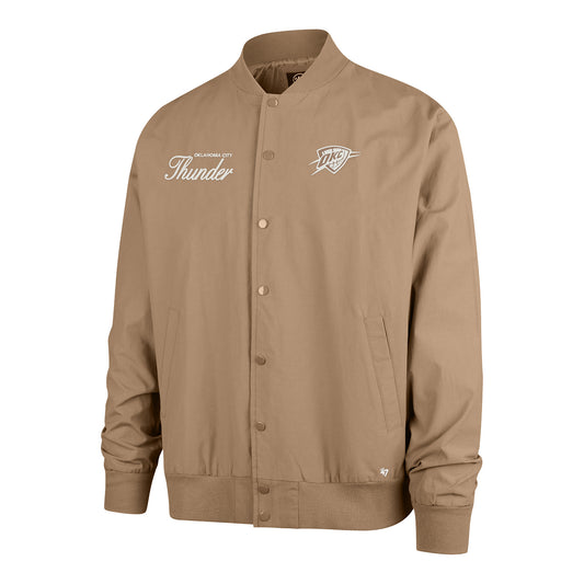 OKC THUNDER 47 BRAND FOUNDATION TWILL BOMBER JACKET in Brown - Front View