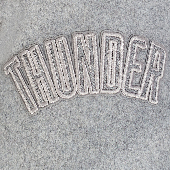 OKC Thunder Pro Standard Colorblock Varsity Jacket in Black - Sleeve Detail 