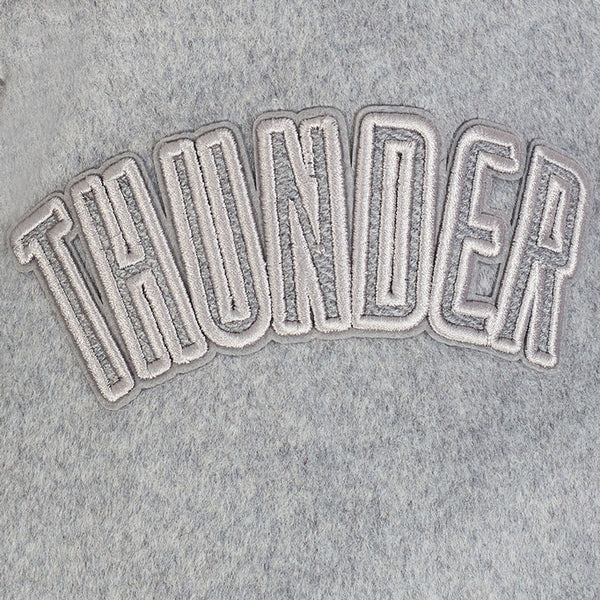 OKC Thunder Pro Standard Colorblock Varsity Jacket in Black - Sleeve Detail 