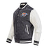 OKC Thunder Pro Standard Washed Denim Varsity Jacket in Grey - Front Left View
