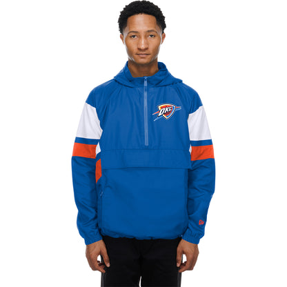 Model Wearing OKC Thunder New Era Classic 1/4 Zip Pullover in Blue - Front View