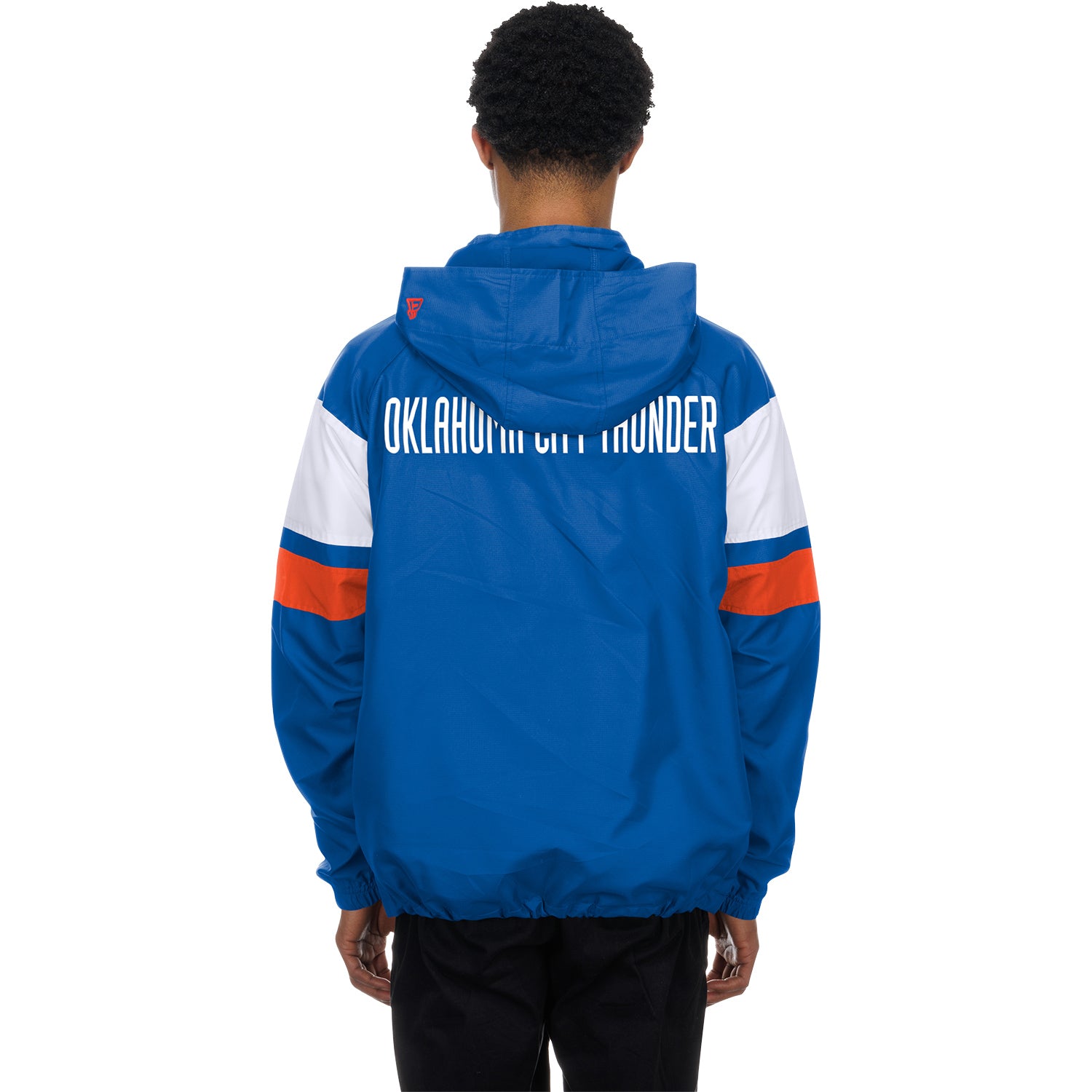 Model Wearing OKC Thunder New Era Classic 1/4 Zip Pullover in Blue - Back View