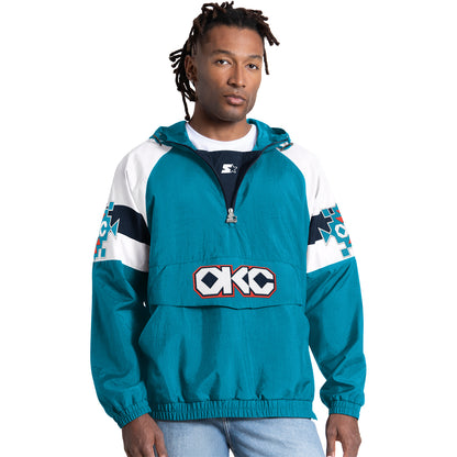 OKC Thunder Starter Native Street Half-Zip Pullover in Blue - Front View