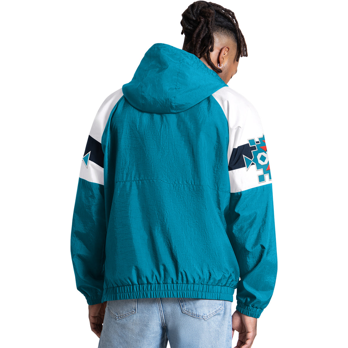 OKC Thunder Starter Native Street Half-Zip Pullover in Blue - Back View