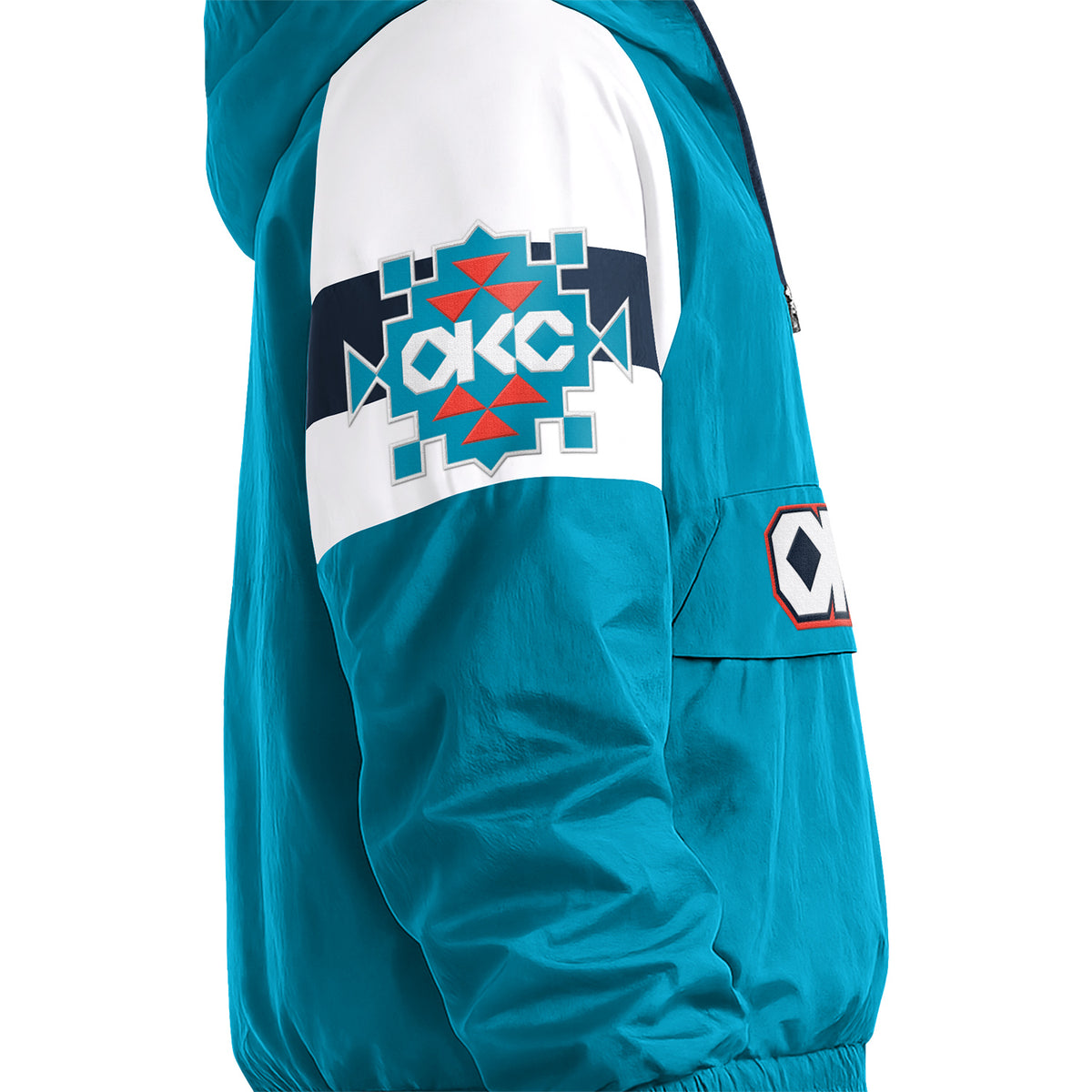 OKC Thunder Starter Native Street Half-Zip Pullover in Blue - Right Side View