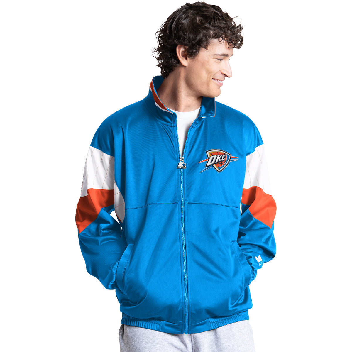 OKC Thunder Starter Legacy Track Jacket in Blue - Front View