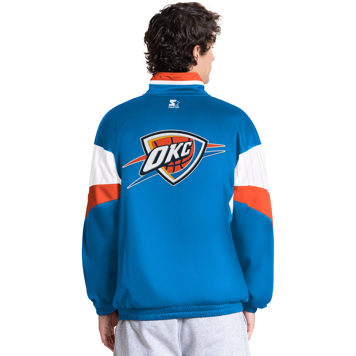 OKC Thunder Starter Legacy Track Jacket in Blue - Back View