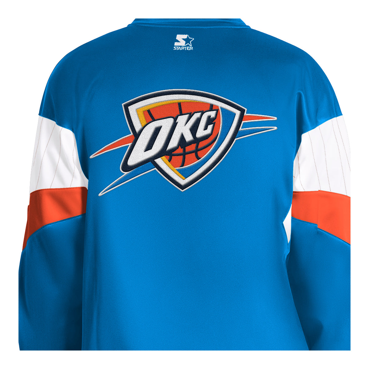 OKC Thunder Starter Legacy Track Jacket in Blue - Back View