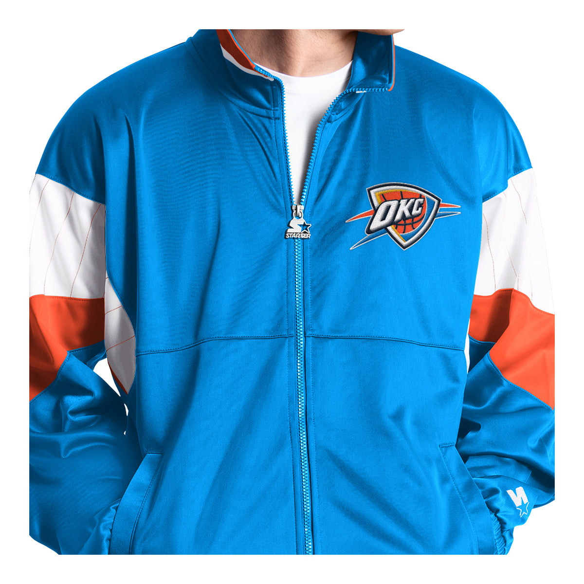 OKC Thunder Starter Legacy Track Jacket in Blue - Front View