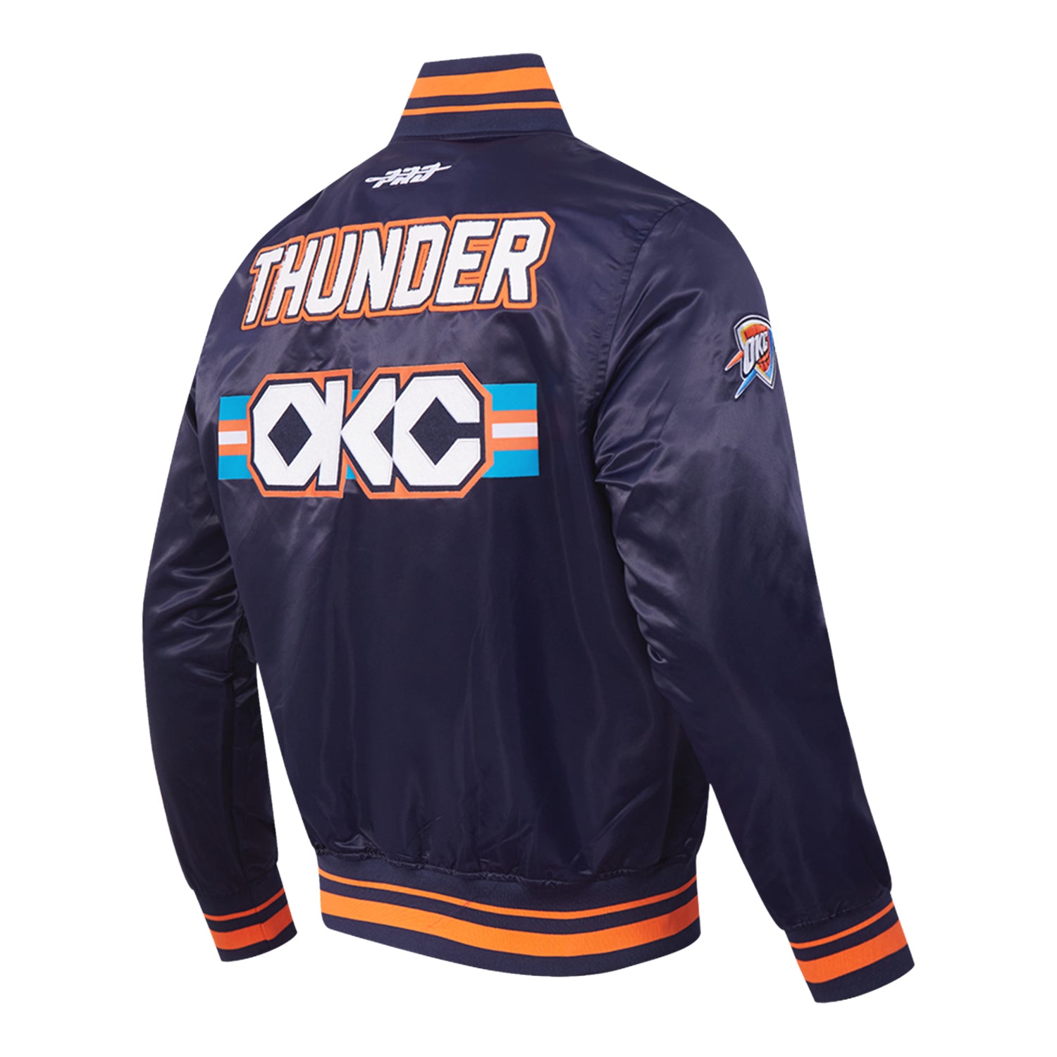 2025-26 CITY EDITION OKC THUNDER PRO STANDARD BOMBER JACKET in Blue - Back View